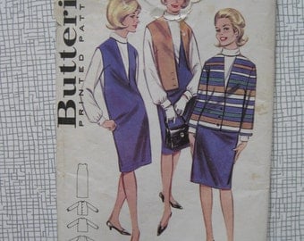 1960s Jumper Dress, Blouse & Jacket - 36" Bust - Butterick 3183