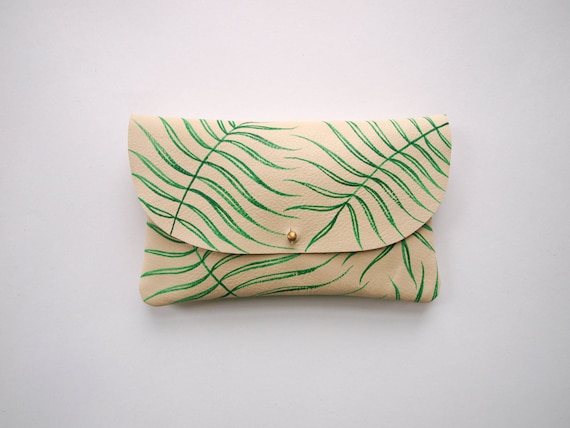 Wild Fern Wallet Pouch - Hand Painted Leather