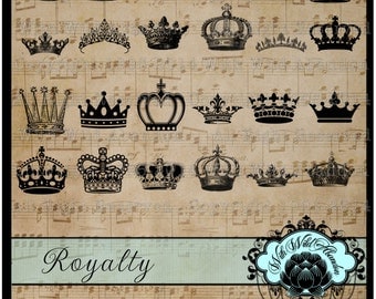 Crown Clipart, Monarch, Queen, Royalty Clipart, Images, Overlays, Digital Design Elements, Collage Sheet