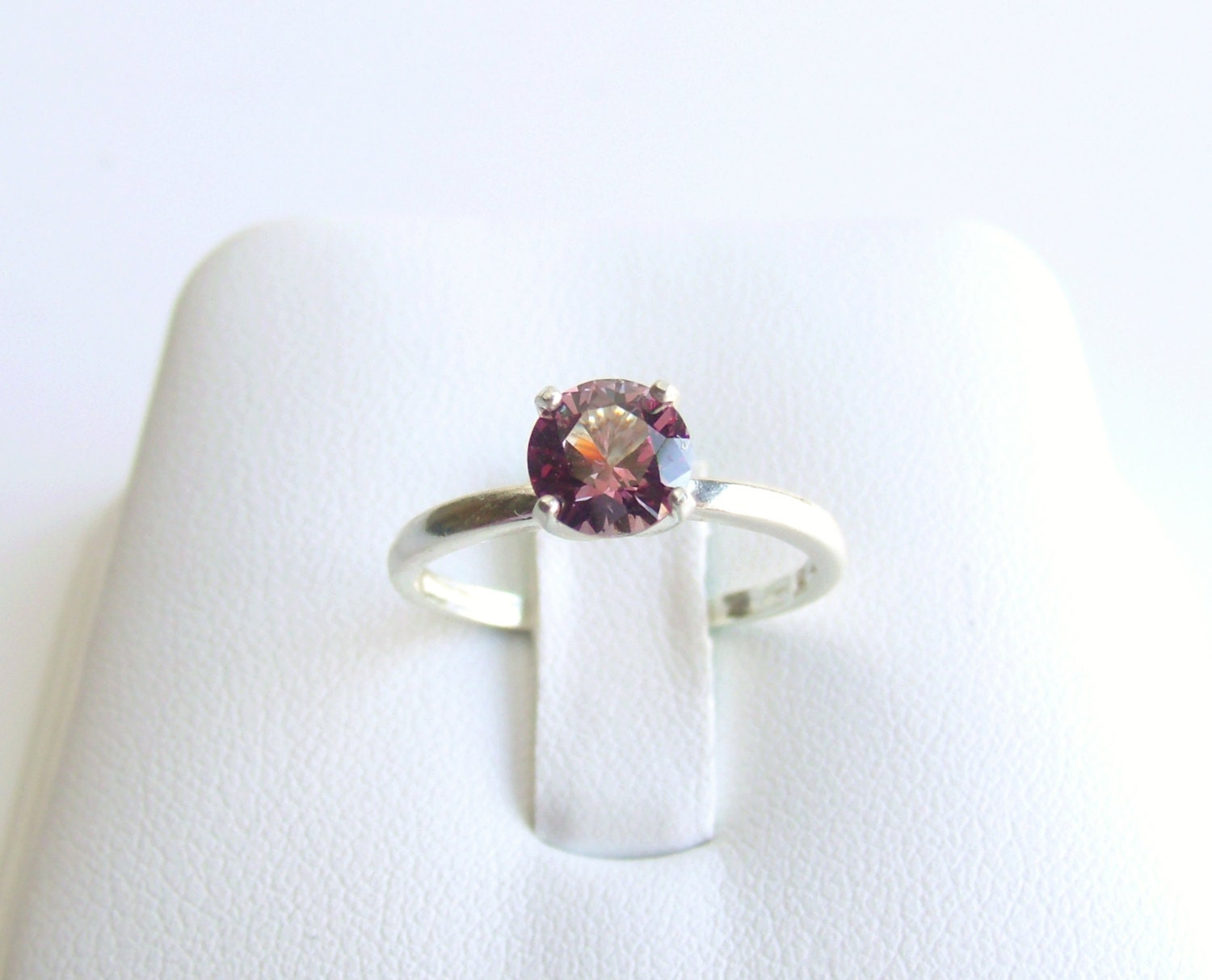 Alexandrite Solitaire Ring Sterling Silver June Birthstone