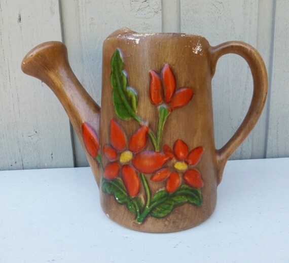 Large Ceramic Watering Can Decorative Vase Hand Painted