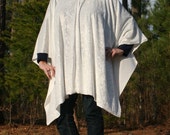 Winter White Crushed Velvet Panne Hooded Cape or Poncho