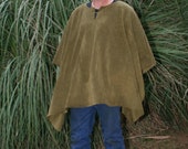 Olive Drab V-neck Make My Day Fleece Poncho