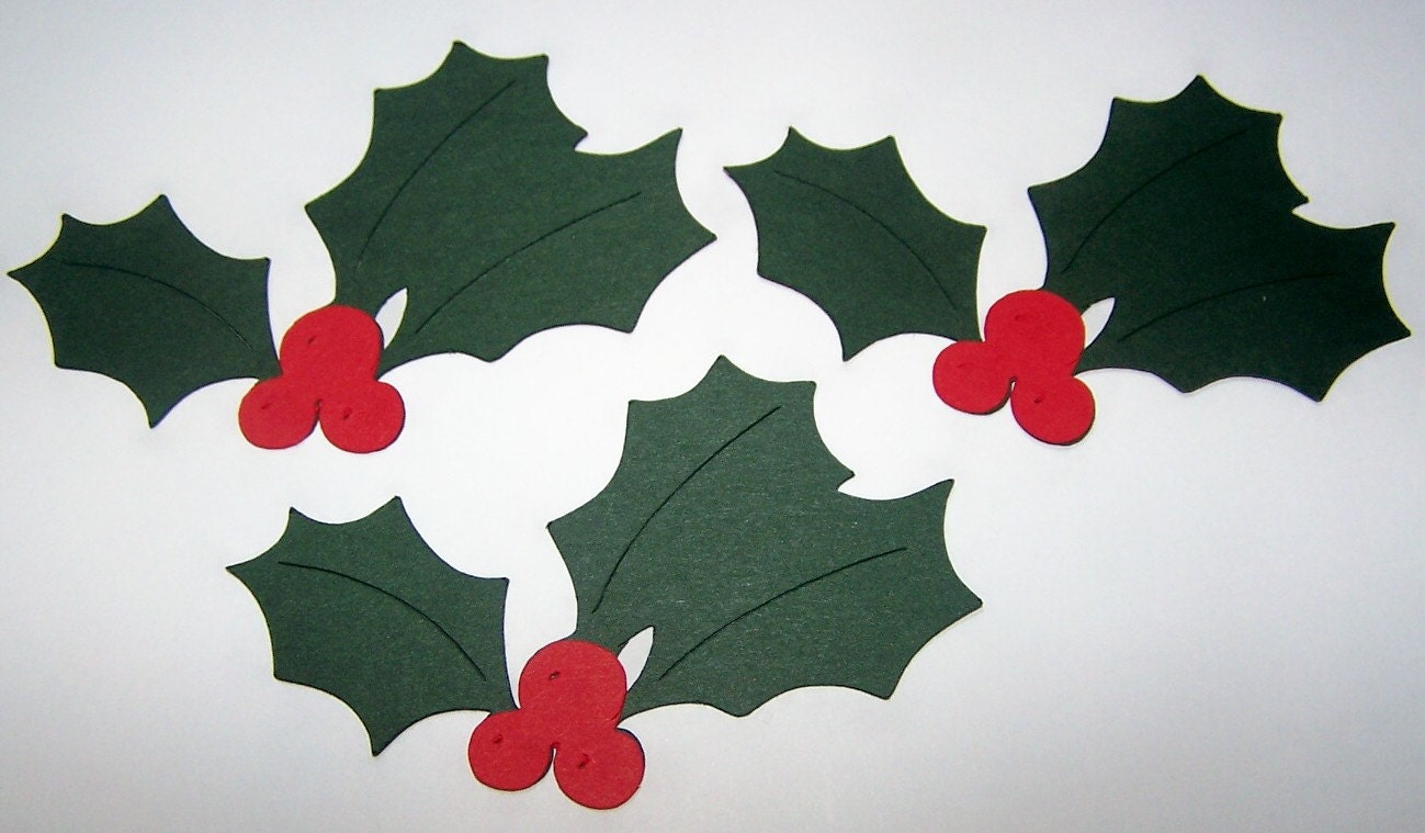 Die Cut Holly Leaf Paper Green Holidays Christmas by Paperquick