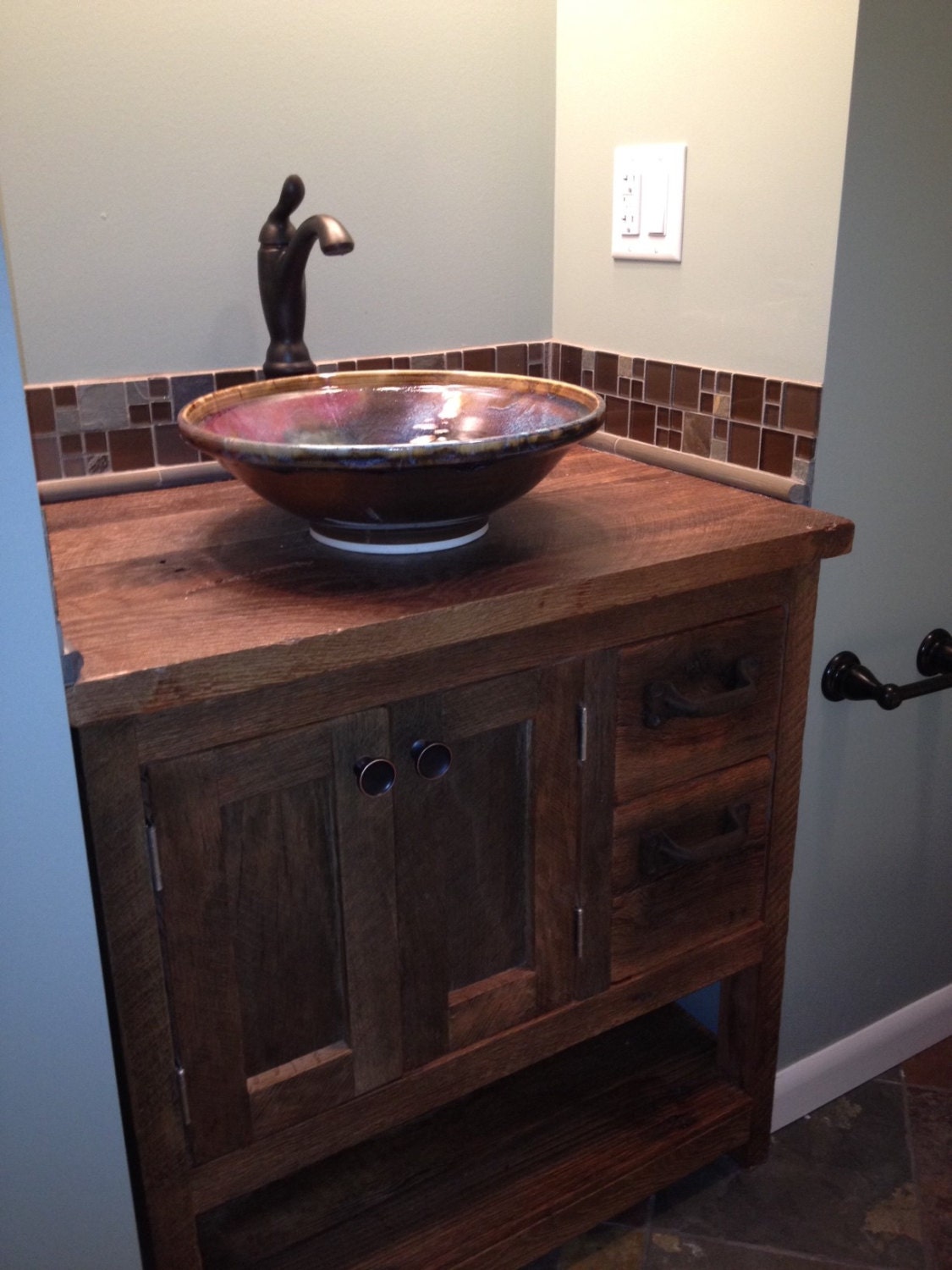 YOUR Custom Rustic Barn Wood Vanity or with a Shelf