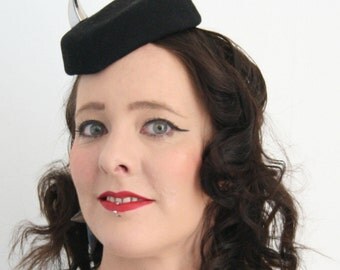 Pillbox hat with horns - glamorous devil hat - Fun pillbox hat - Devil horn hat - Halloween hat