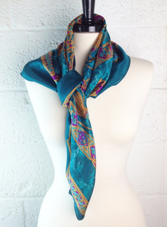 Vintage Silk Regal Fleur de Lis Swag & Marble Scarf. by casalupe