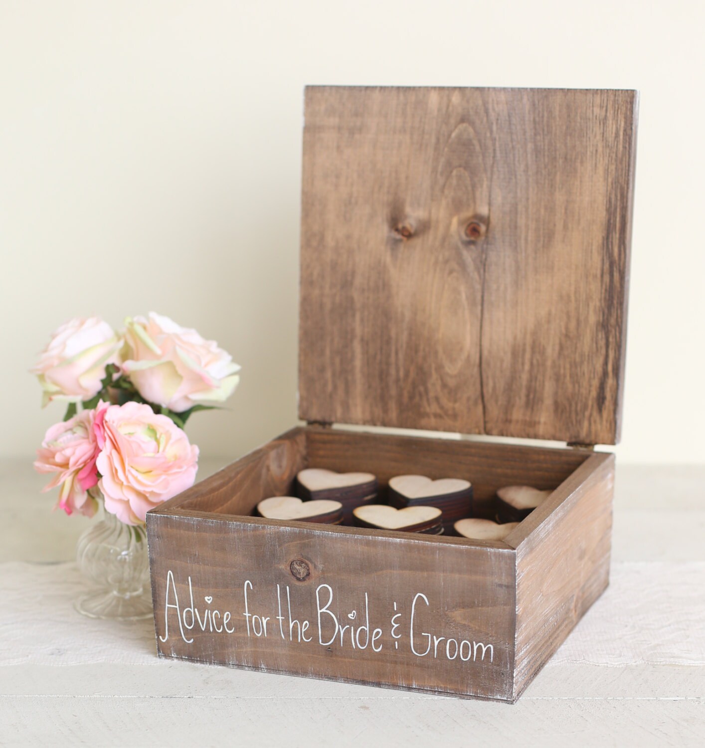 Rustic Guest Book Advice Box With Wood Hearts Item by braggingbags