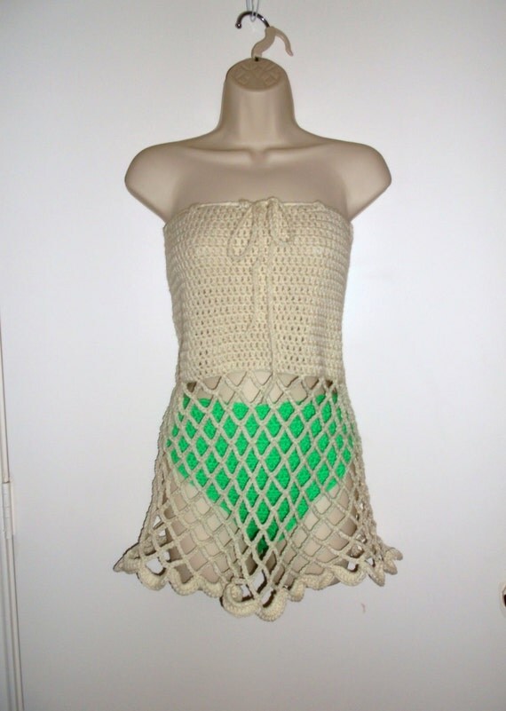 Items similar to Hand Crochet Bikini Bottom Coverup /Crochet Mini