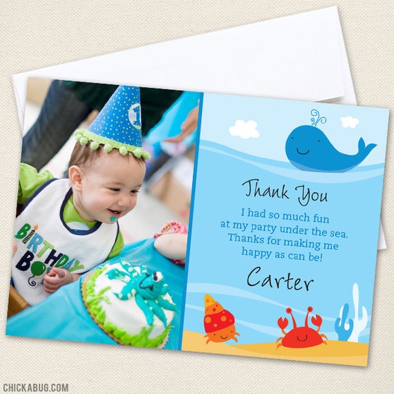 Under the Sea Photo Thank You Cards Professionally printed