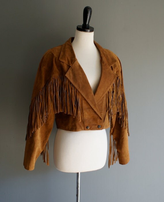Vintage FRINGE Suede LEATHER Crop Jacket ml