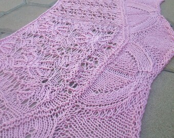 Petal Pink Fleur Botanique 100 Percent Pima Cotton Hand Knit Lace Shawlette