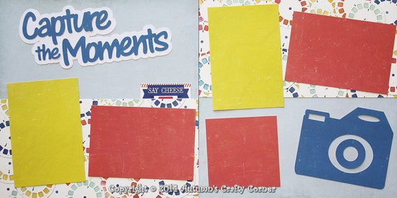 Capture the Moments Scrapbook Page Kit OR Premade Scrapbook Page Layout for Album