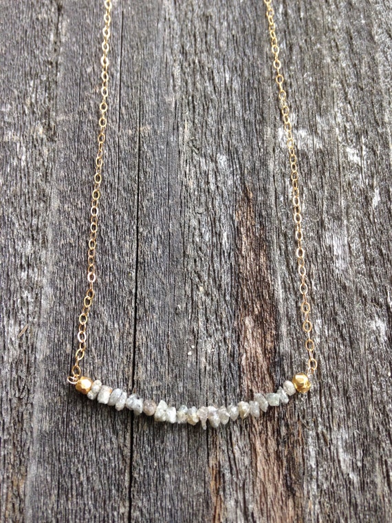 Gray Raw Diamond necklace with gold filled chain - NG09