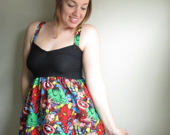 Marvel Avengers Comic Babydoll Party Dress