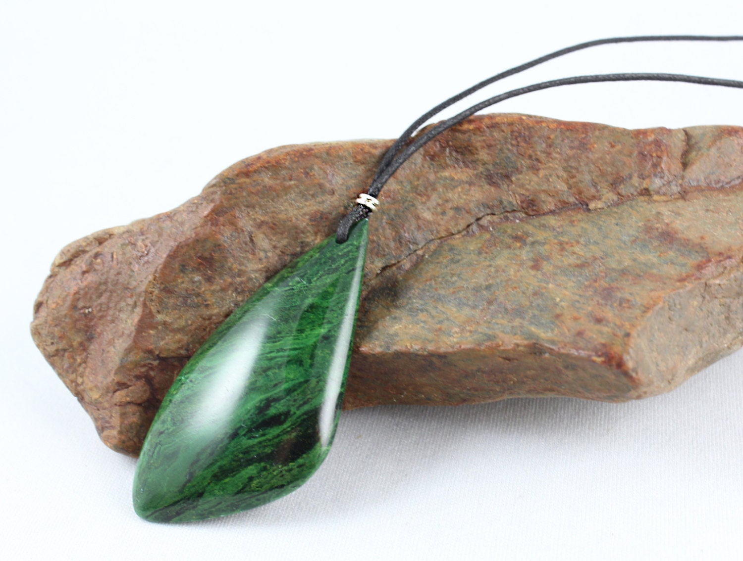 African Jade Pendant Necklace Sterling Silver Jade Pendant