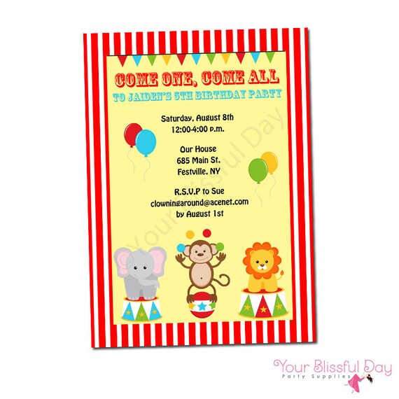 PRINTABLE Circus Party Invitations #519 Il_570xn