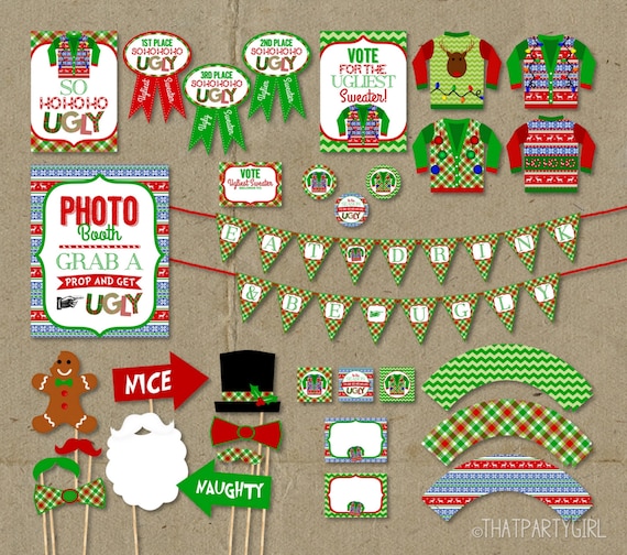  Ugly  Sweater  Party  Package Holiday Decorations  Favors Awards