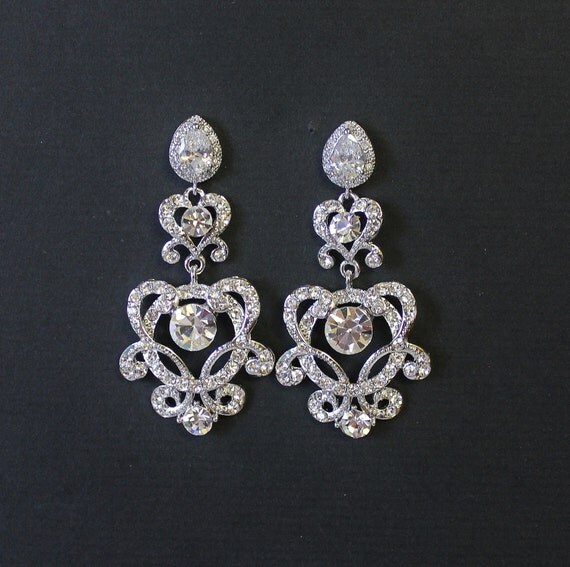 Crystal Chandelier Earrings Crystal Bridal Earrings by JamJewels1