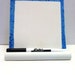 Dry Erase Message Board Ceramic Tile - Blue Border - with Wooden Stand and Marker