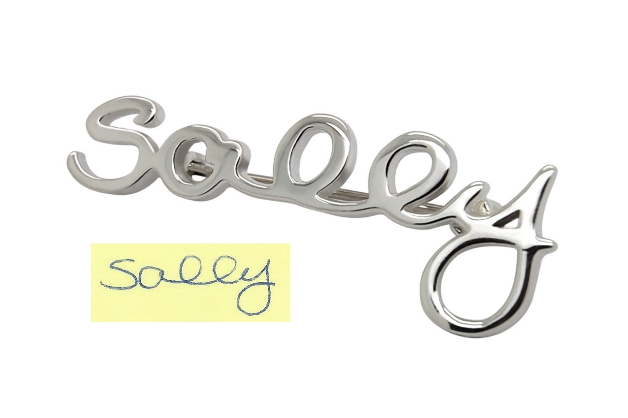 Sterling Silver Name Pin Personalized Name Brooch Monogram