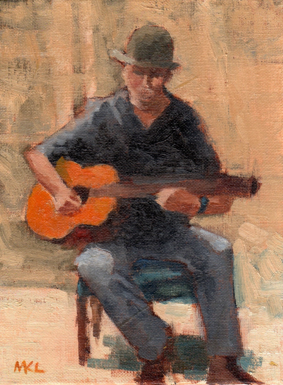 Musician Paintings Guitarist Paintings Strumming Guitarist