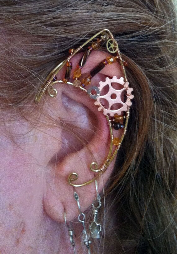 Steampunk Fairy Elf Ears in Brass and Copper with by Steampunk Fairy Elf Ears in Brass and Copper with by