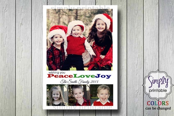 Peace Love Joy Holiday Photo Card 4 photos Il_570xn