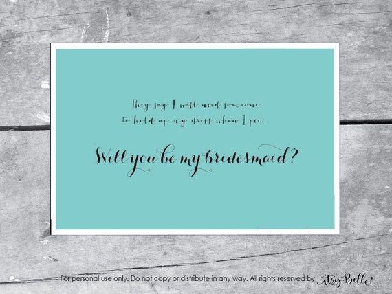 Will You be My Bridesmaid Card, Maid Of Honor Cards - INSTANT DOWNLOAD PRINTABLE Bridal Party cards Wedding by Itsy Belle Il_570xn