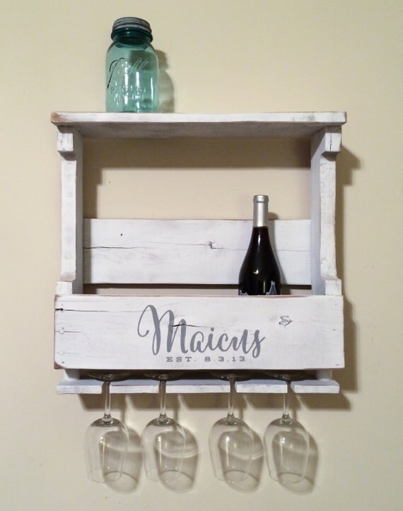 Personalized Wine Rack with Name and Date by pixelsandwood