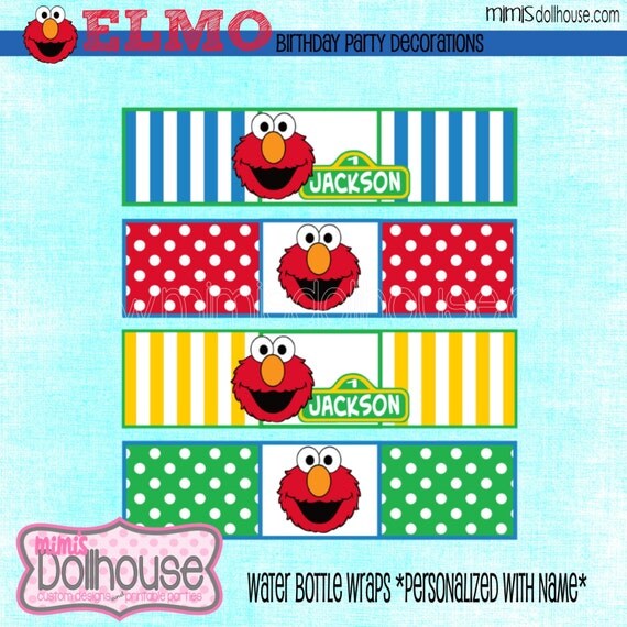 PERSONALIZED Elmo Water Bottle Labels-Sesame Street Water Bottle Labels-PDF Il_570xn