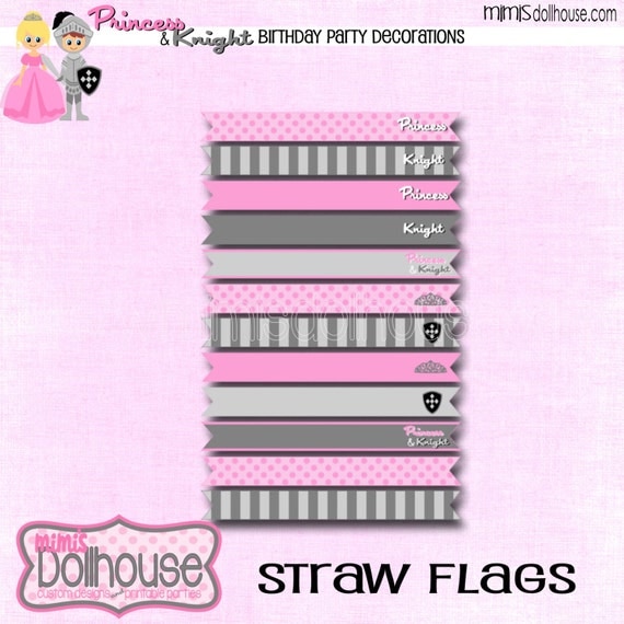 Princess & Knight Straw Flags-Fairytale Princess and the Knight Straw Flags-PDF Il_570xn