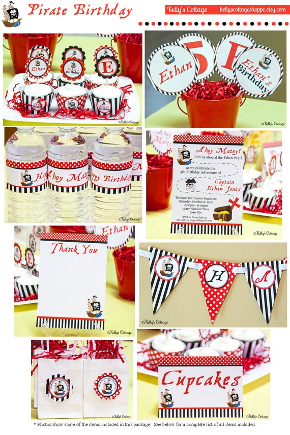 Pirate Birthday Party Mini Package...Custom, Printable DIY Package Il_570xn