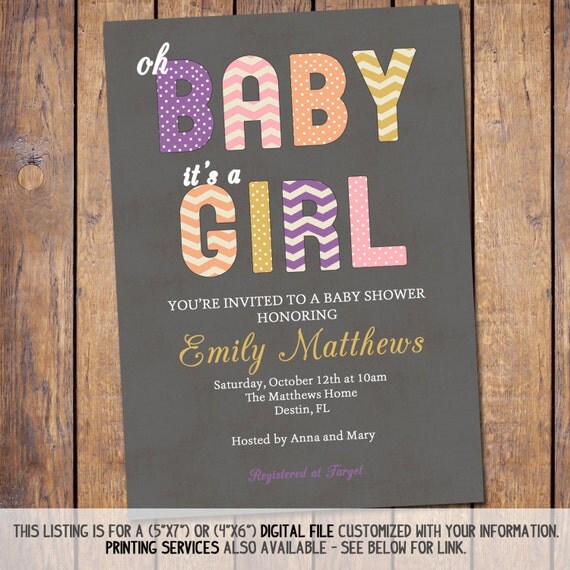 Baby Girl Shower Invitation Modern Baby Shower Invitation