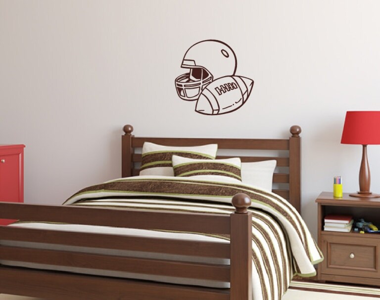 Football And Helmet Vinyl Wall Decal Sports Decal Boys
