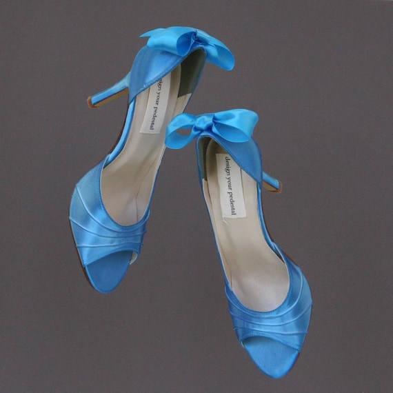 Wedding Shoes Beyond the Sea Blue Peep Toe Wedding Shoes