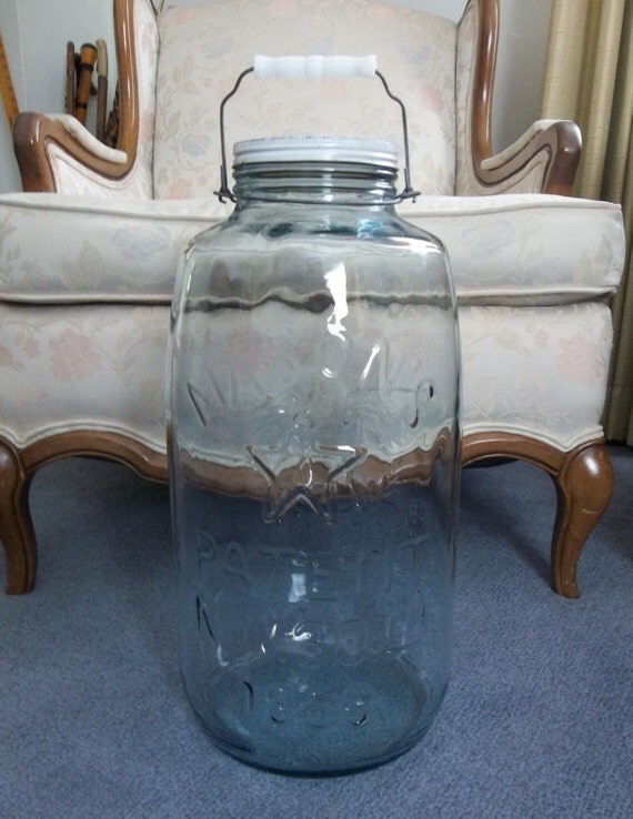 Large BLUE 5 Gallon Mason Jar Patent Nov 1858 Eagle Star with