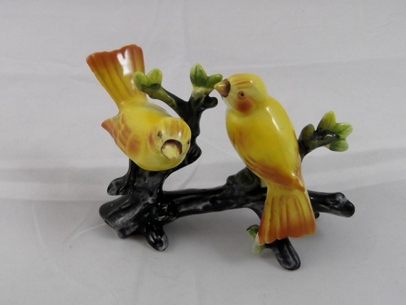 Vintage Yellow Birds Figurine Ceramic Birds by SusieSellsVintage