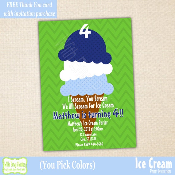 Ice Cream Invitation, Printable Ice Cream Invitation, Ice Cream Party, Birthday Invitation, Ice Cream Printables Il_570xn