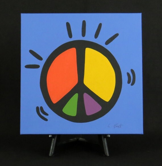 Items similar to Peace Sign Hand Painted Acrylic Painting/Canvas 12" x