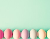 Easter eggs photography mint spring decor coral kitchen decor pink kitchen print large print pastel kitchen art turquoise large art