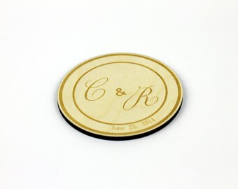 Set of 3 Personalized Wooden Wedding Coasters / Wedding Gift / Decorations