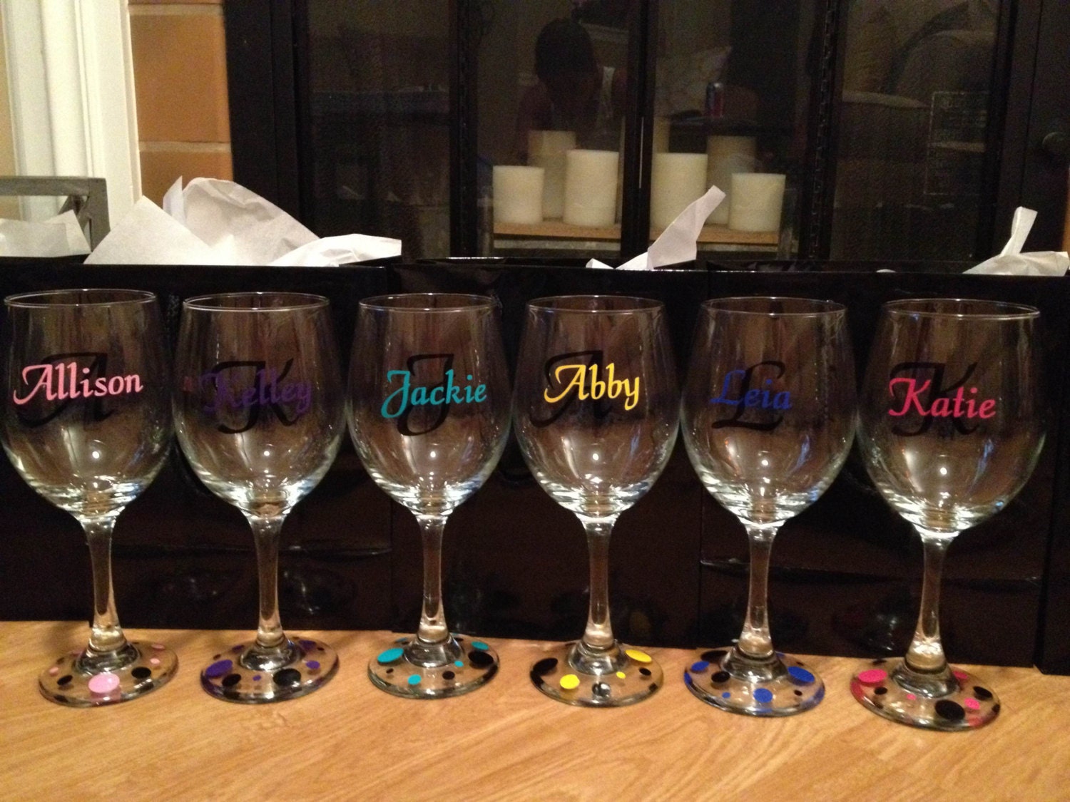 Custom Vinyl Wine Glass Decals Bridal Party