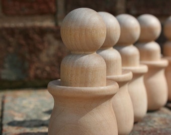6 Wooden Peg Dolls in Unfinished Wood Cups | Wooden Peg Doll Figurine for Waldorf Montessori Sorting Game