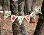 NOEL Christmas Red and Green Burlap Banner Il_170x135