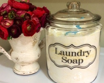 Laundry Room, Laundry Soap, Detergent, or Fabric Softener, Label Vinyl Tag, for Jars, Canisters