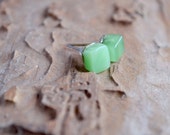 Chrysoprase Stud Earrings - Mint Chrysoprase Studs - Rustic Gemstone Jewelry - May Birthstone