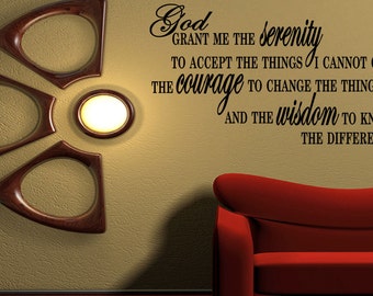 Wall Quotes Serenity Prayer Home Bedroom Wall Decal Wall Quote inspirational quotes verses of bible wisdom Words (B52)