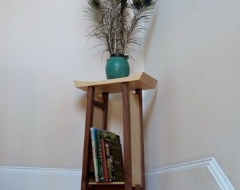 Accent Table: Narrow Side Table, Wood Nightstand, Small Entry Table, Bookcase- Handmade Furniture- SHAPED COLLECTION