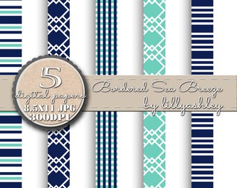 Printable Paper Bundle Set of 48 Border Paper-8.5x11 JPG-To